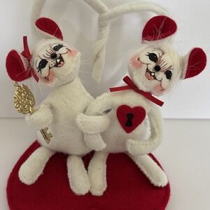 Annalee 2008 Valentine's Key To My Heart Mice‎ 5" Doll Anthropomorphic Mouse